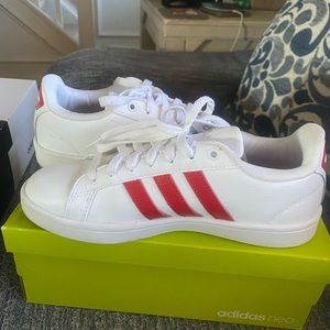 White/red adidas sneakers